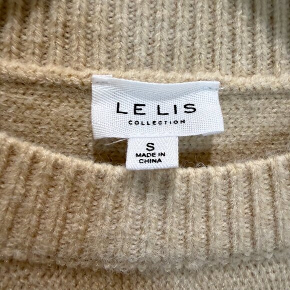 Le Lis Tan Cable Knit Cropped Dolman Sleeve Sweater Size S - Picture 2 of 5